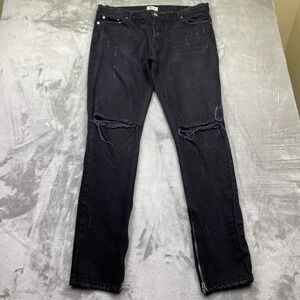 MINTCREW Los Angeles Black Distressed Zipper Ankle Jeans Size 38‎